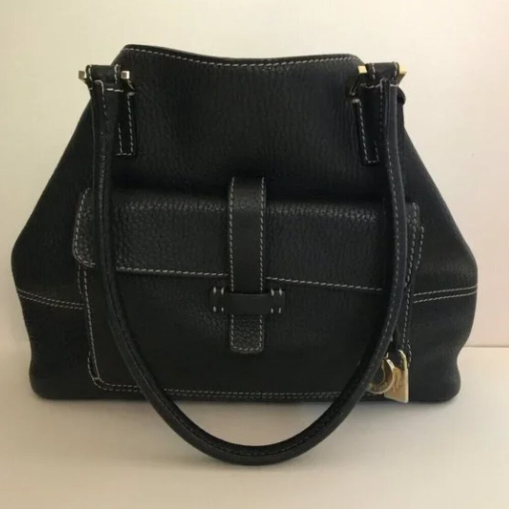 Loro Piana Globe Bandoulièr Shoulder Bag, Black Pebbled Leather